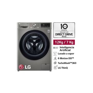 LAVASECA LG CARGA FRONTAL 12/7 KG AI DD STEAM+ WIFI WD12PVC3S6C PLATINO