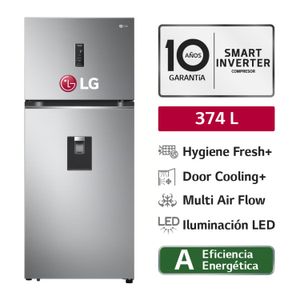 REFRIGERADORA LG TOP FREEZER GT37SGP 374L CON DOOR COOLING PLATEADA
