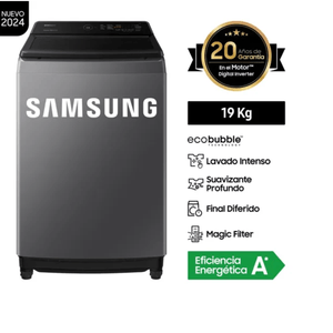 LAVADORA SAMSUNG CARGA SUPERIOR 19KG GRIS OSCURO ECOBUBBLE WA19CG6441BDPE