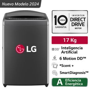 Lavadora LG Carga Superior 17KG WT17BV6T AI DD Negro Claro