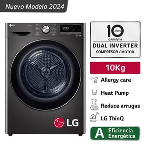 SECADORA LG 10 KG CARGA FRONTAL DUAL INVERTER HEAT DF10BVC2S6 NEGRO ACERO