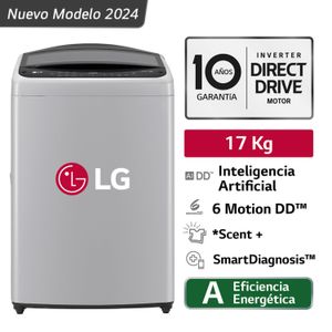 LAVADORA LG DE 17 KG CARGA SUPERIOR AI DD CON 6 MOTION WT17DV6T GRIS