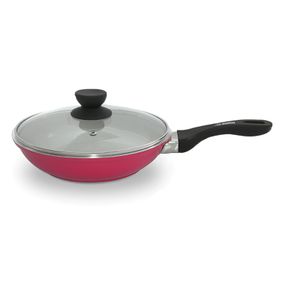 Sarten Ceramica Record 1115401262 Rojo con Tapa Vidrio