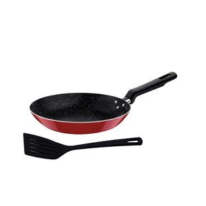 Sartén Tramontina en Aluminio con Revestimiento Interno con Antiadherente Starflon Max y Externo Siliconado Rojo con Espátula 22 cm 1 L