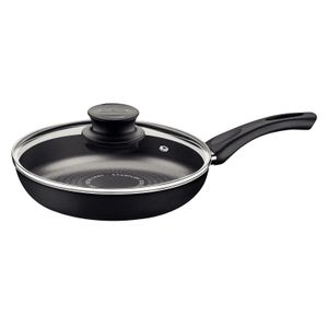 Sartén Recta Tramontina Paris+ en Aluminio con Revestimiento Interno y Externo en Antiadherente Starflon Excellent Negro con Tapa 26 cm 2,3 L
