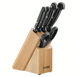 Juego de Cuchillos Tramontina Ultracorte con Láminas de Acero Inoxidable, Mangos de Polipropileno negro y soporte de madera 6 Piezas