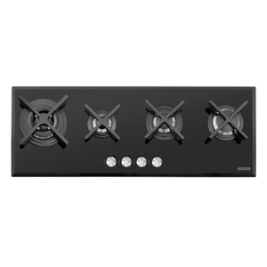 Placas de Cocción de gas Tramontina Design Collection Slim Glass Flat 4GG B 100, vidrio templado con rejillas de hierro fundido y encendido automático
