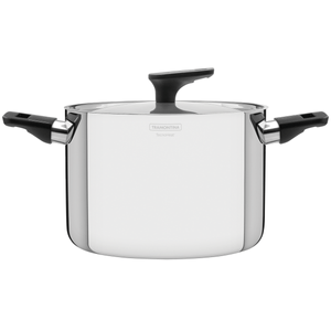 Olla alta Grano Baquelite de acero inoxidable con cuerpo triple, tapa y asas de baquelita de 24 cm y 7,7l Tramontina
