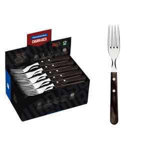 Tenedor jumbo Tramontina con Lámina de Acero Inoxidable y Mango de Madera Tratada Polywood Castaño