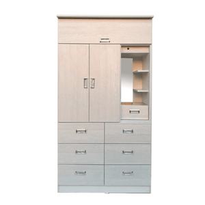 Ropero de Melamina 3 Puertas con Espejo Malva