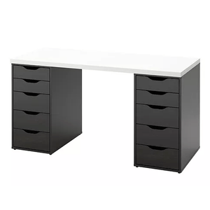 Escritorio de Melamina Moderno Blanco Negro 140cm